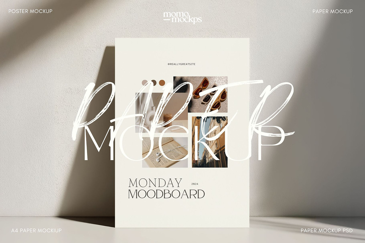 Paper Poster Card Mockup | Branding, a Books & Magazine Mockup by momomockps (Photo 1 of 7)