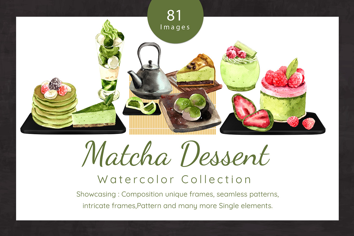 Matcha Dessert,Japanese watercolor, a Food Illustration by CreativeValuation (Photo 1 of 13)