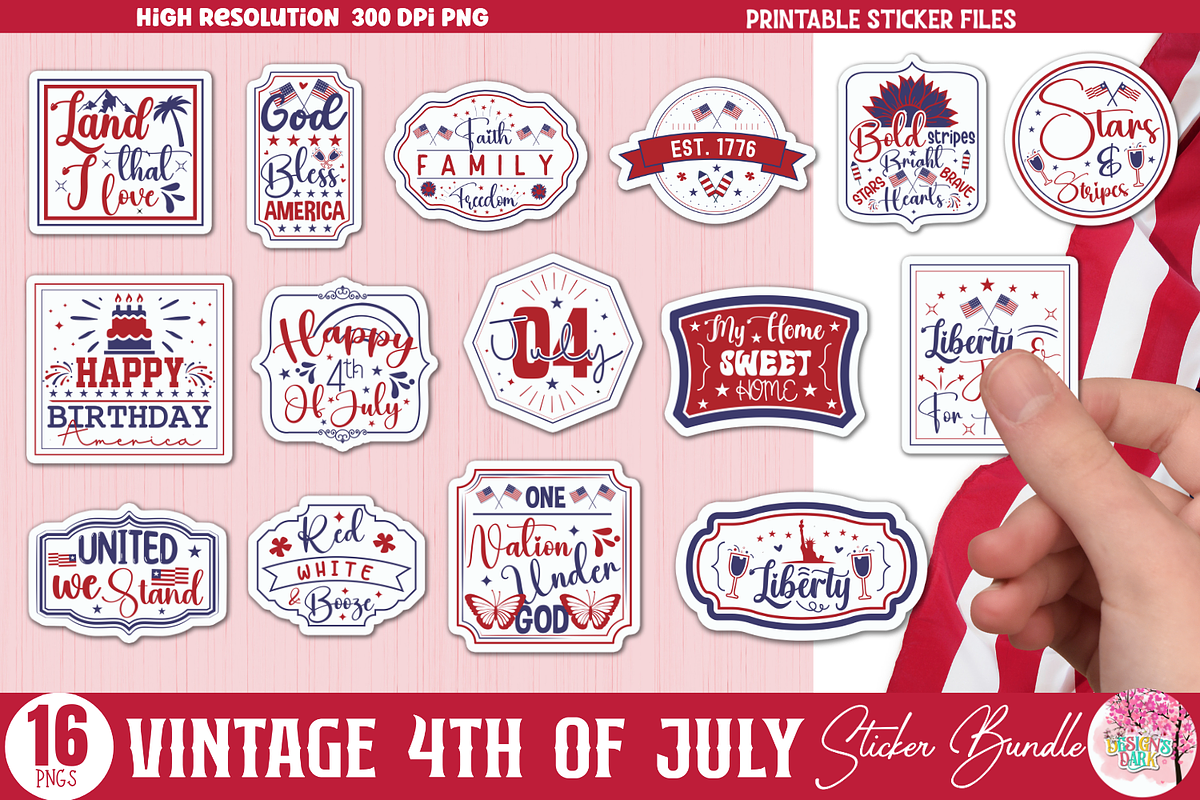 Vintage 4th of July Sticker Bundle, an Object Graphic by Design's Dark (Photo 1 of 10)