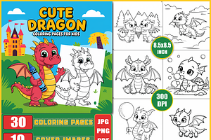 Cute Dragon Coloring Book for Kids, an Animal Illustration by Ink Gallery