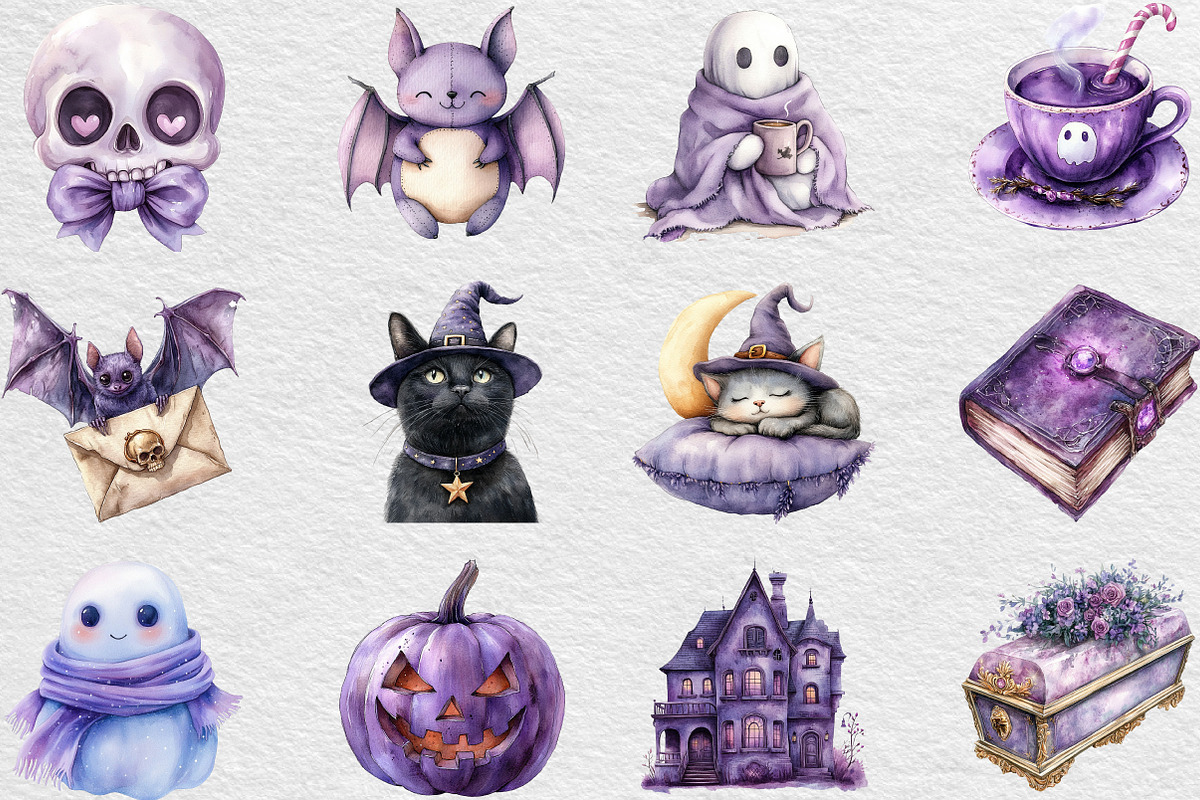 Watercolor Lavender Halloween, an Illustration by Black Bird Studio (Photo 6 of 6)