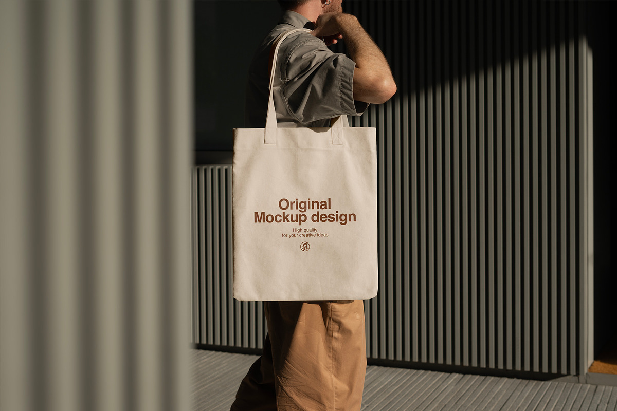 Tote Bag Mockup Urban Style, a Merchandise Mockup by eezo (Photo 1 of 4)