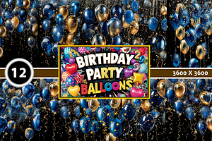 Birthday Party Balloons Decoration, a Background Graphic by Printable Treasure