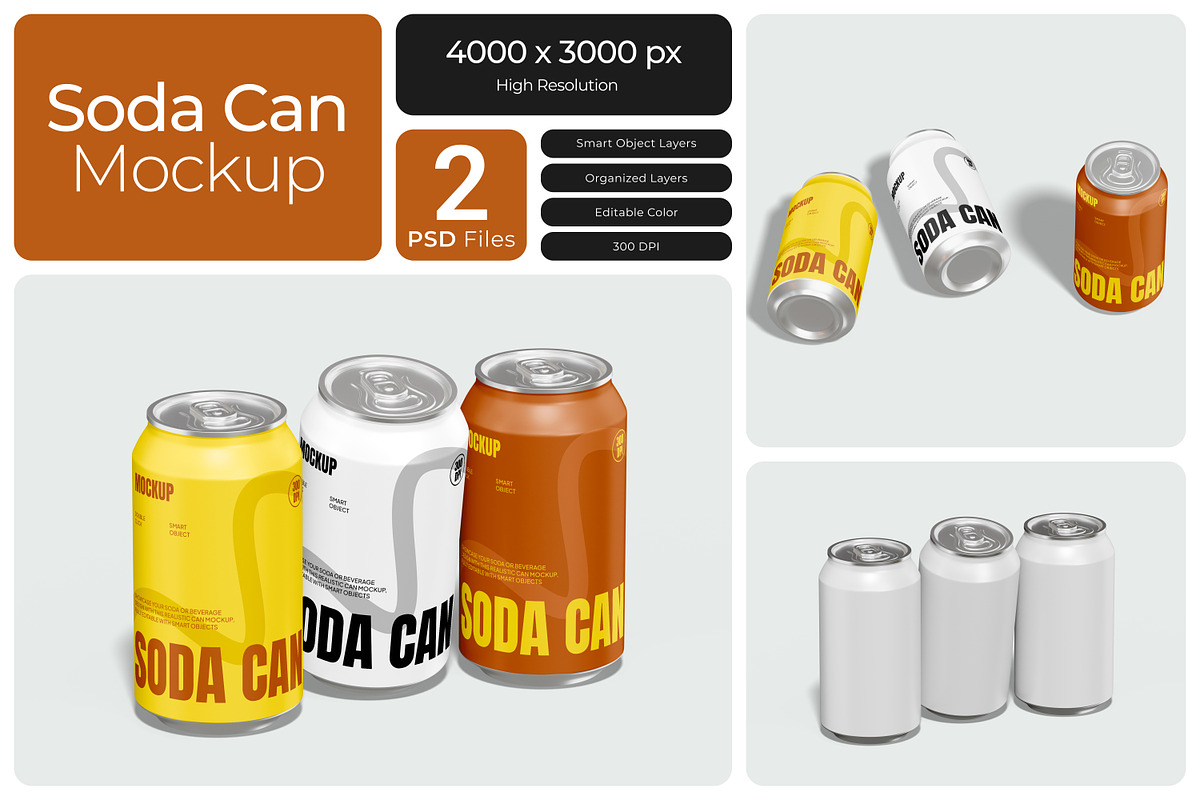 Soda Can Mockup, a Cups & Container Mockup by Bartama Graphic (Photo 1 of 4)