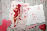 Valentune Pin-up Girl Card, a Card Template by ZiziMarket (Thumbnail 1 of 2)
