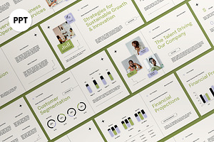 Cream Green Business Plan PPT, a Presentation Template by graphicook