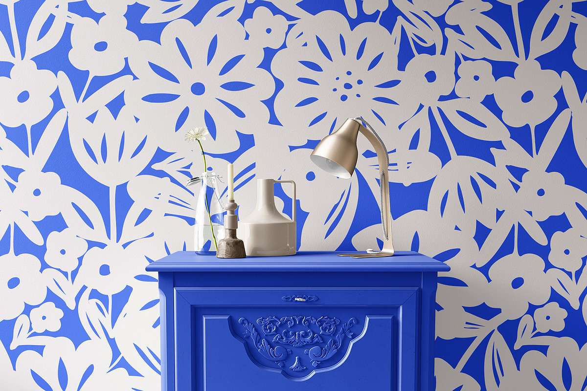 Blue Cutouts, a Pattern Graphic by MalyskaStudio