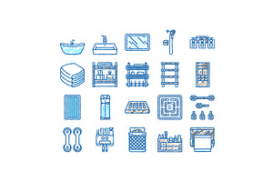 bathroom interior home icons hand, an Object Illustration by pikepicture
