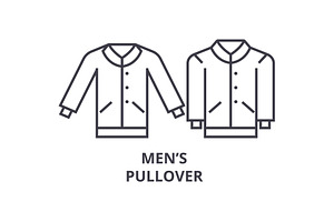 Men Pullover Line Icon, Outline Sign, Linear Symbol, Vector, Flat Illustration