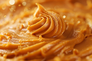Close-up of creamy, smooth peanut butter with a glossy texture., a Food & Drink Photo by ImageMir