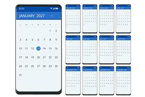 2027 calendar template and compact, a Texture Illustration by Golden Sikorka