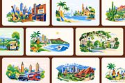 30 Famous US & European Cities, a Transportation Illustration by Vectors Market (Thumbnail 8 of 10)