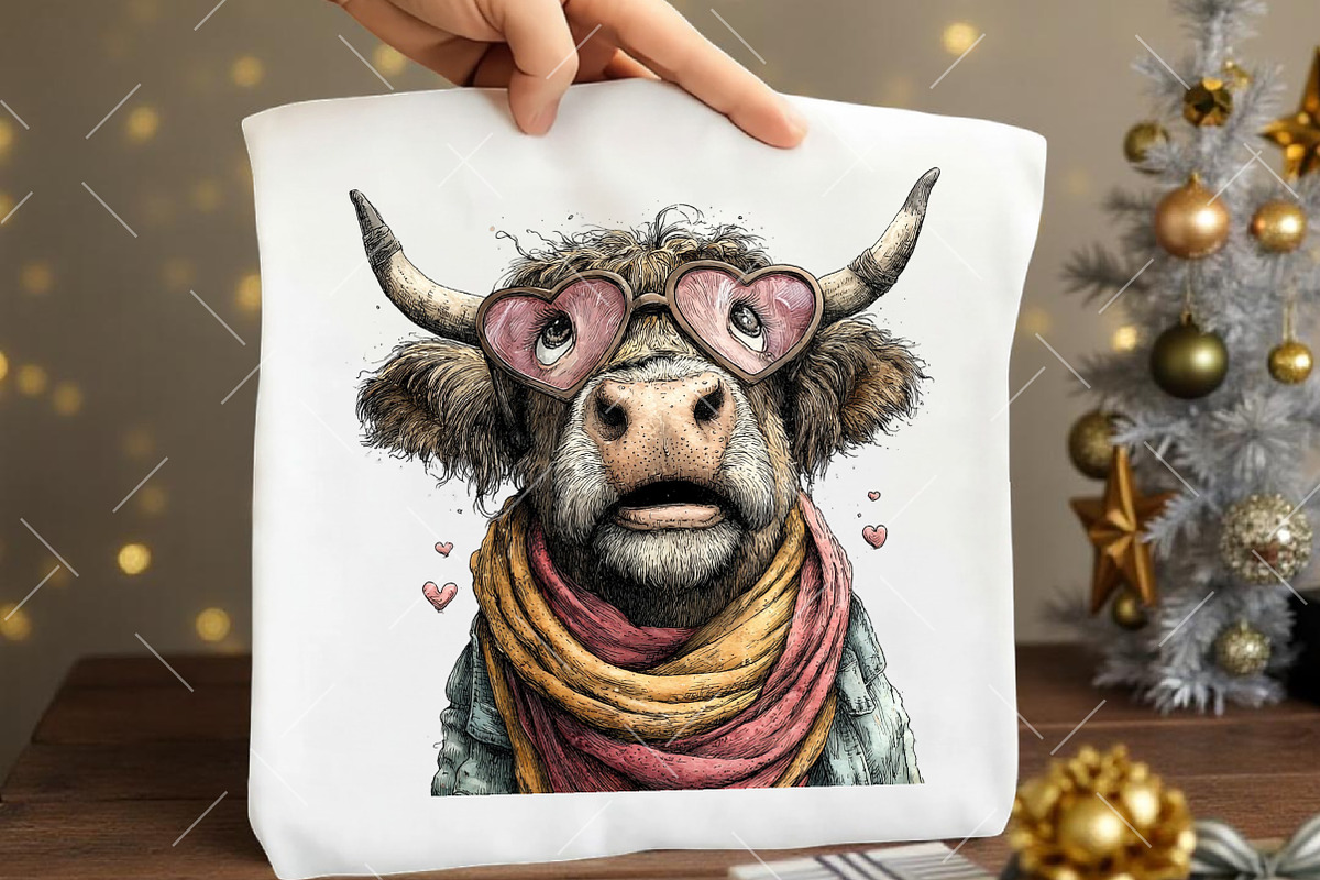 Whimsical Valentine Cow Clipart, an Illustration by OK Design (Photo 6 of 6)