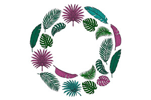 Vector Pattern With Tropical Leaves