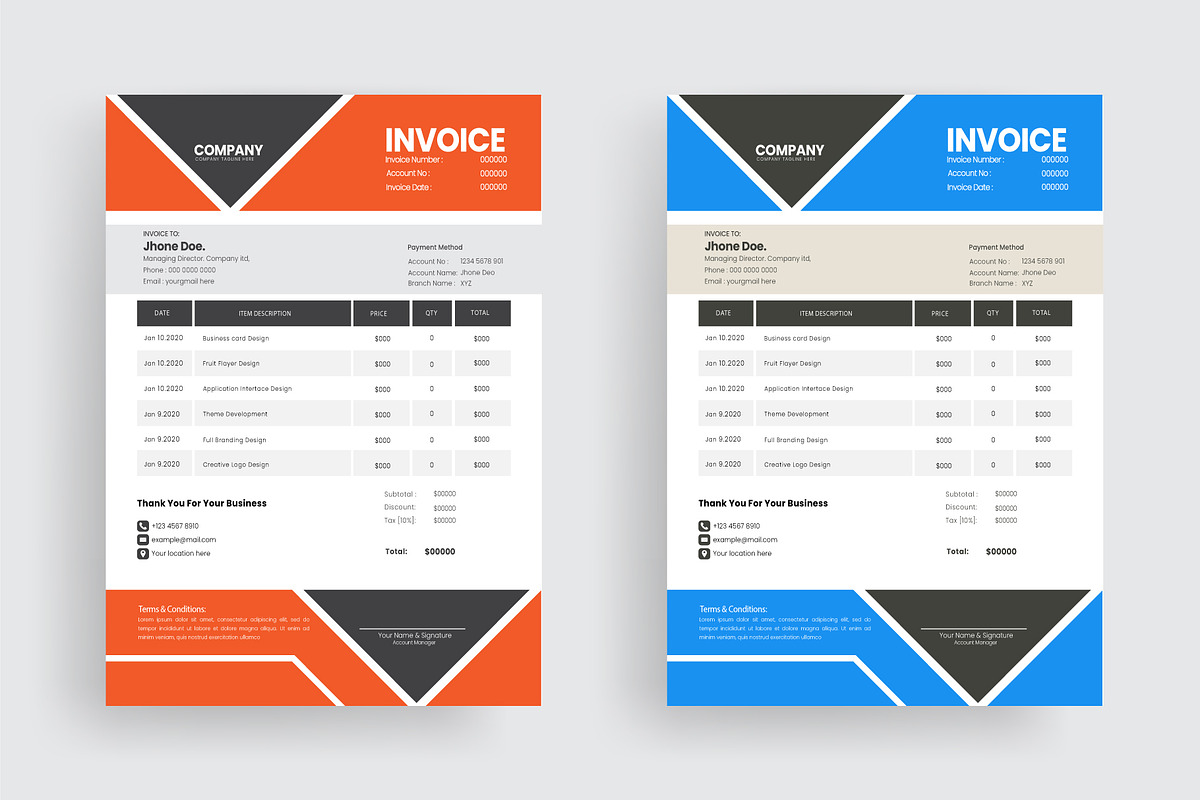 Professional Invoice Bundle, a Graphic by Jkgraphicclick (Photo 8 of 14)