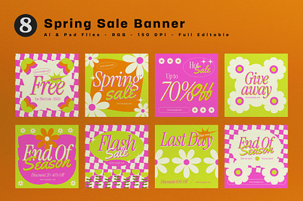 Pink Flat Design Spring Sale Banner, an UI Kit Template by graphicook