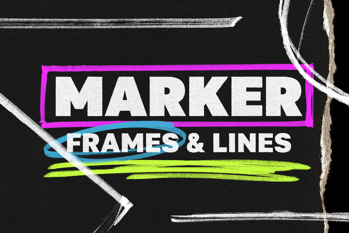 MARKER FRAMES & LINES / 400 PNG Elem, an Object Graphic by BORT GRAPHIC (Photo 1 of 9)