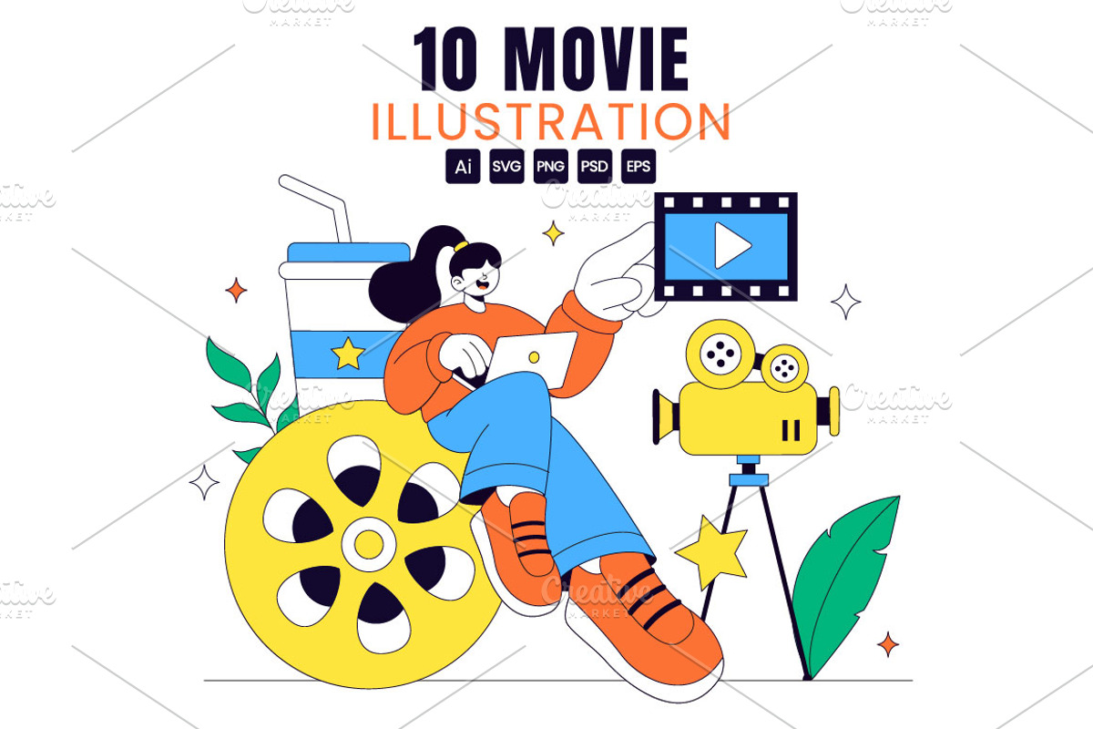 10 Movie Vector Illustration, a Decorative Illustration by denayunebgt (Photo 1 of 4)