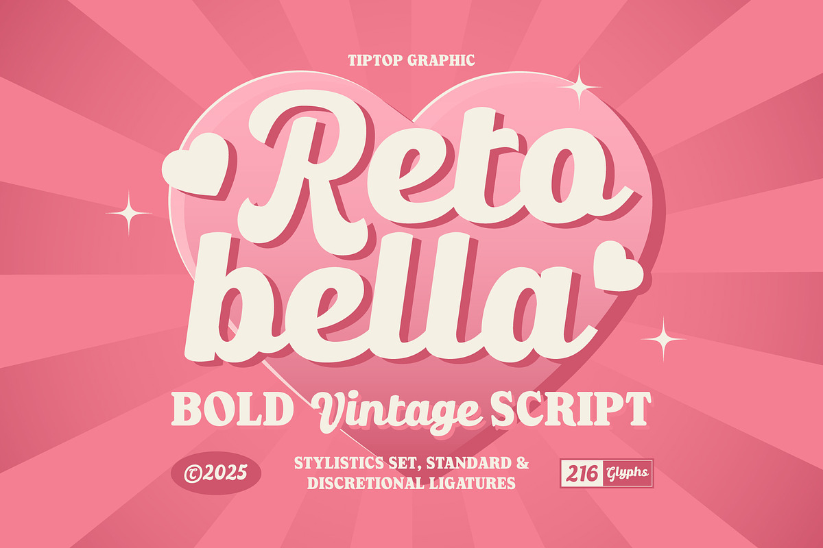 Retobella - Bold Vintage Script Font, a Script Font by Tiptop Graphic (Photo 1 of 10)