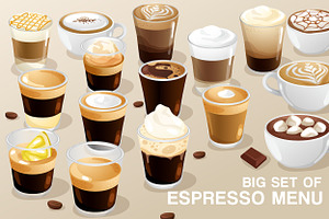 Big Set of Espresso Menu