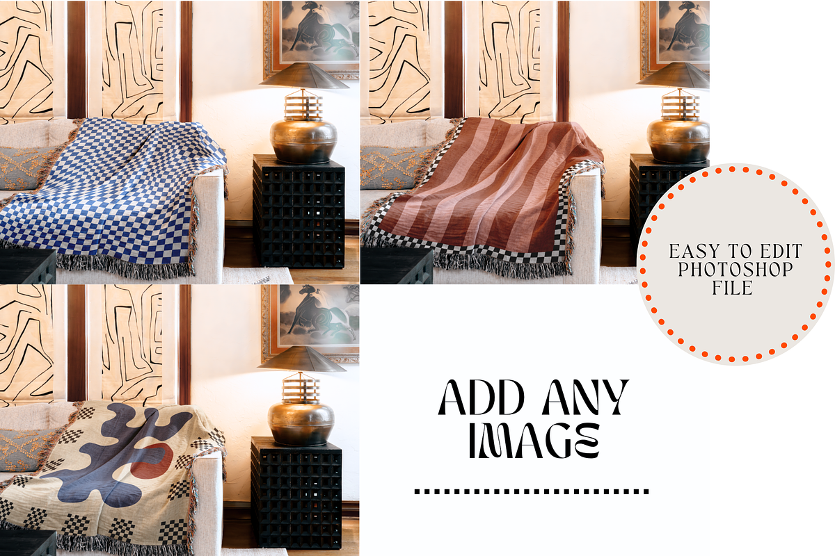 Woven Throw Template Bundle | Mockup, a Household Mockup by VisualGrid (Photo 2 of 9)