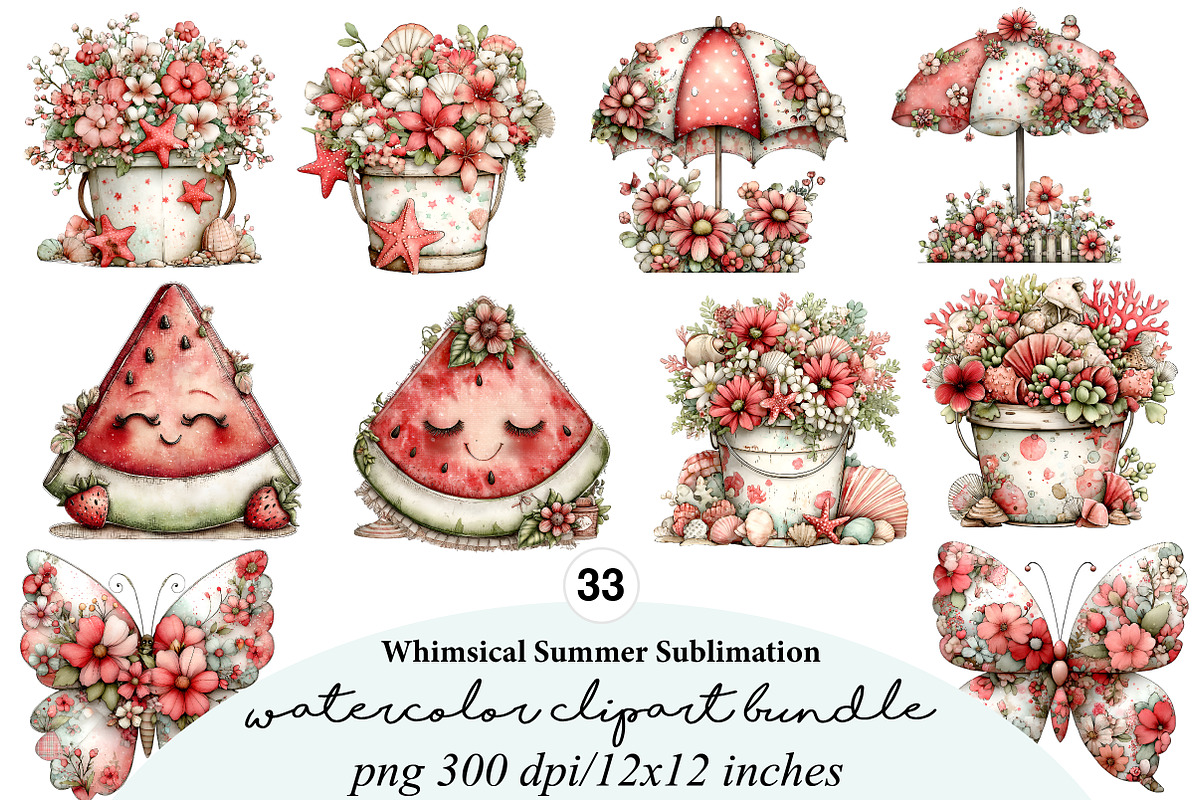 Whimsical Summer Sublimation Clipart, an Illustration by Digital Artistic99 (Photo 1 of 11)