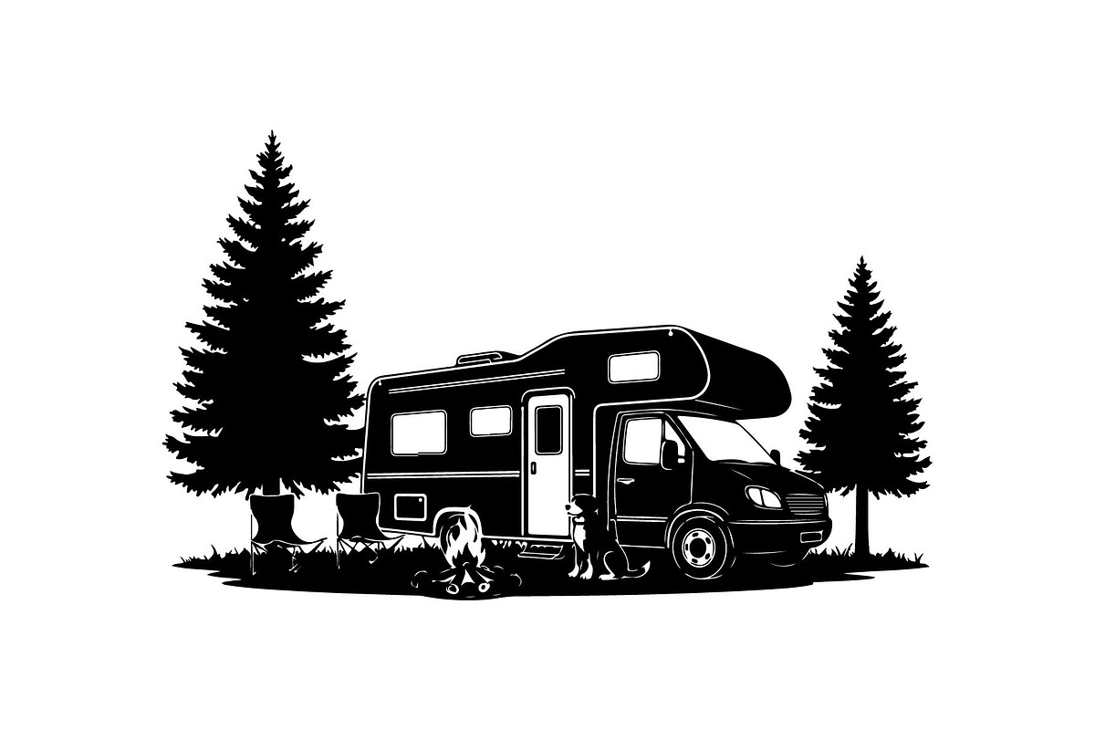 Wild Camping Silhouette Set, an Object Graphic by yasushie (Photo 6 of 6)