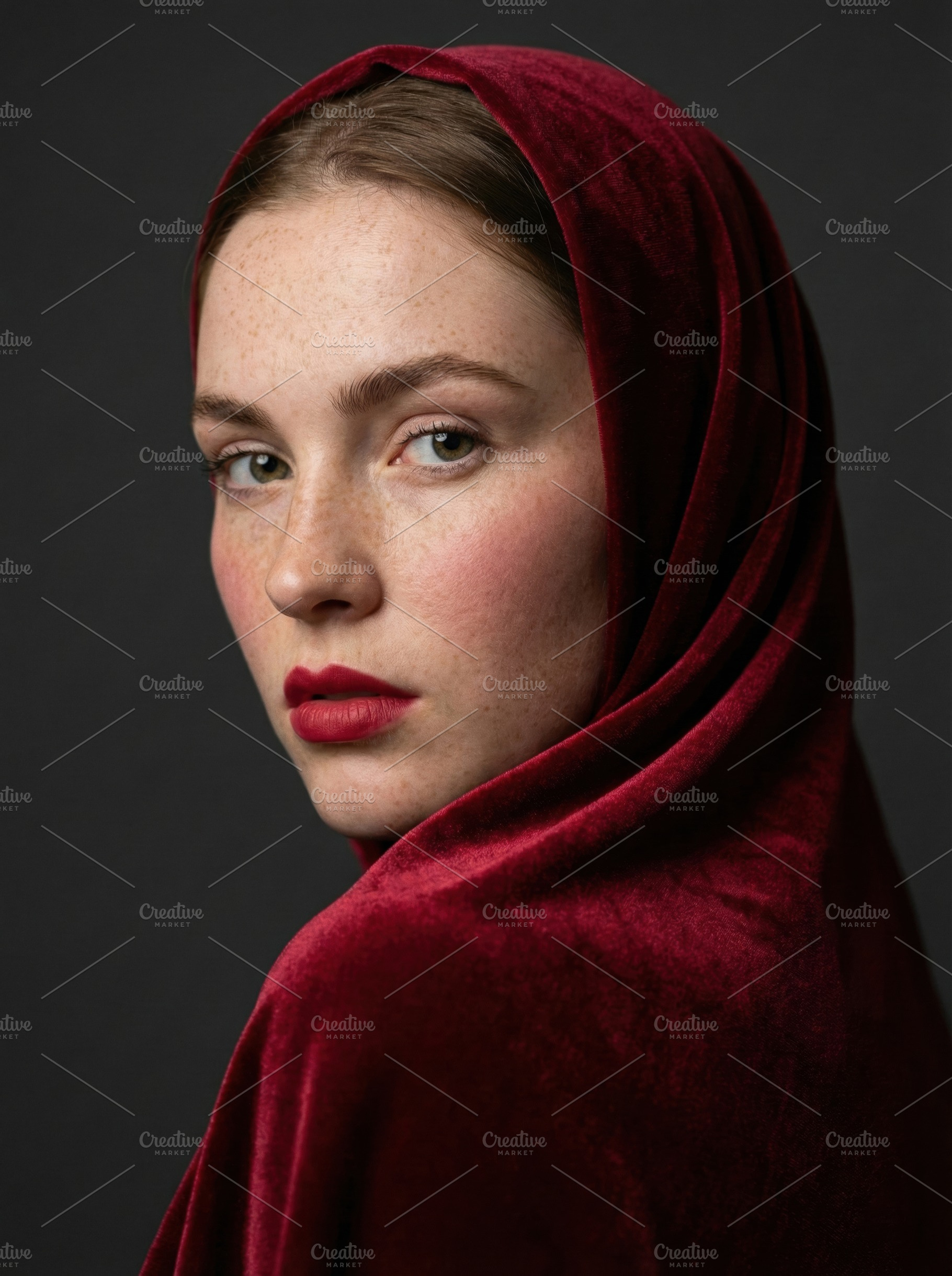 Mysterious Woman in Red Velvet, a Person Photo by Virgo Studio