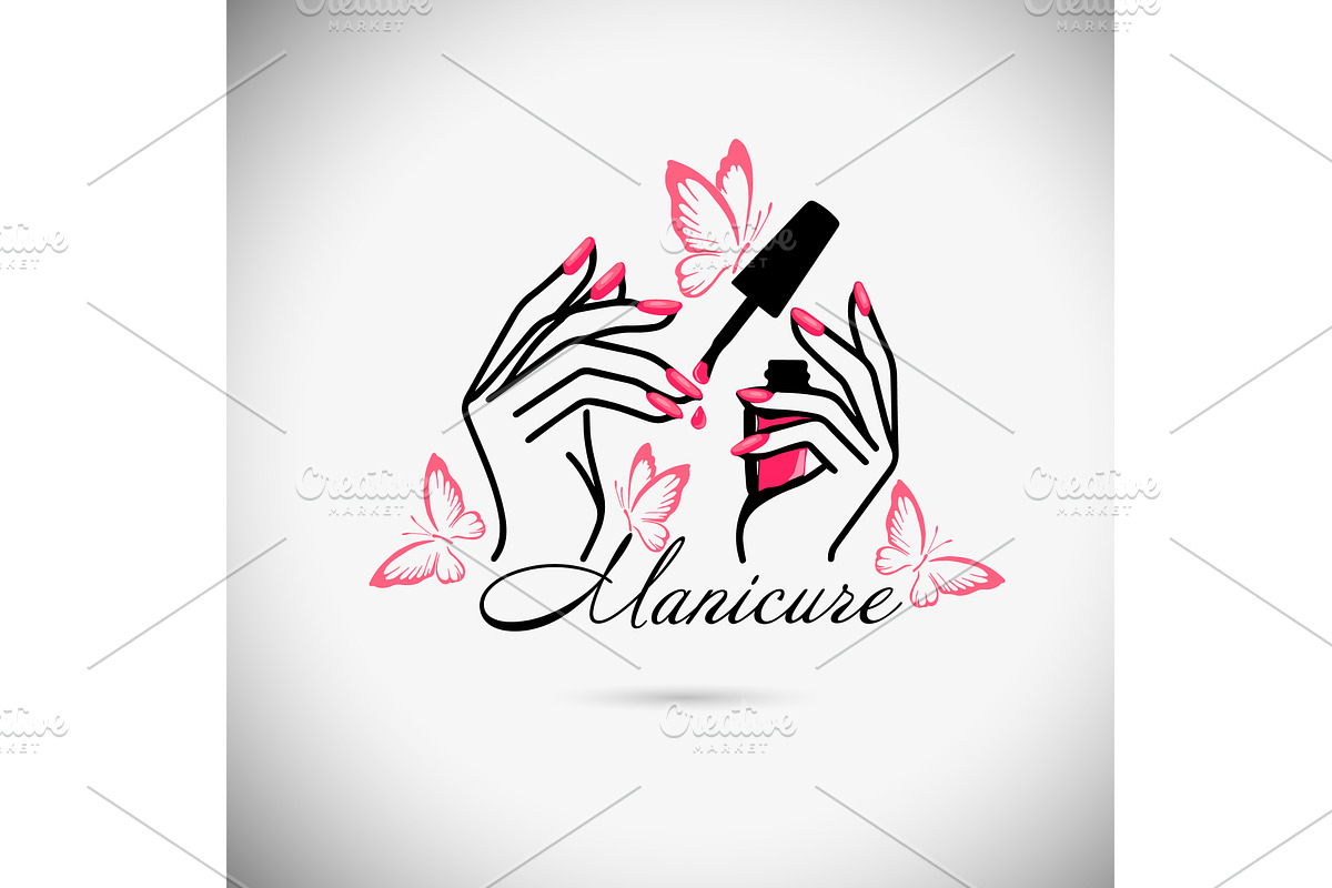 Butterfly manicure logo. Nail polish, an Object Illustration by Nenahliadava Design