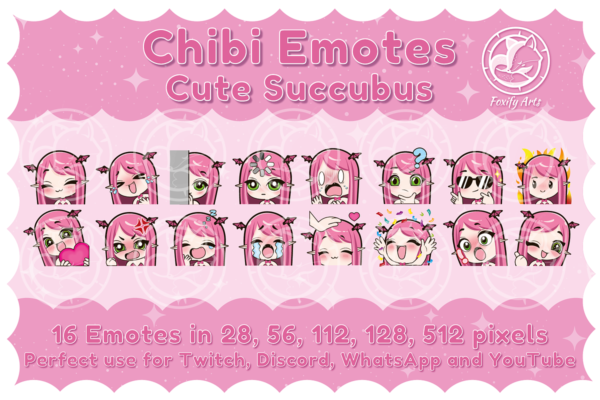 Chibi Succubus Emotes for Twitch, an Illustration by Foxify Arts (Photo 2 of 4)