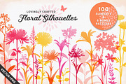 100 Flower Silhouettes, a Background Graphic by Mxtama (Thumbnail 1 of 11)