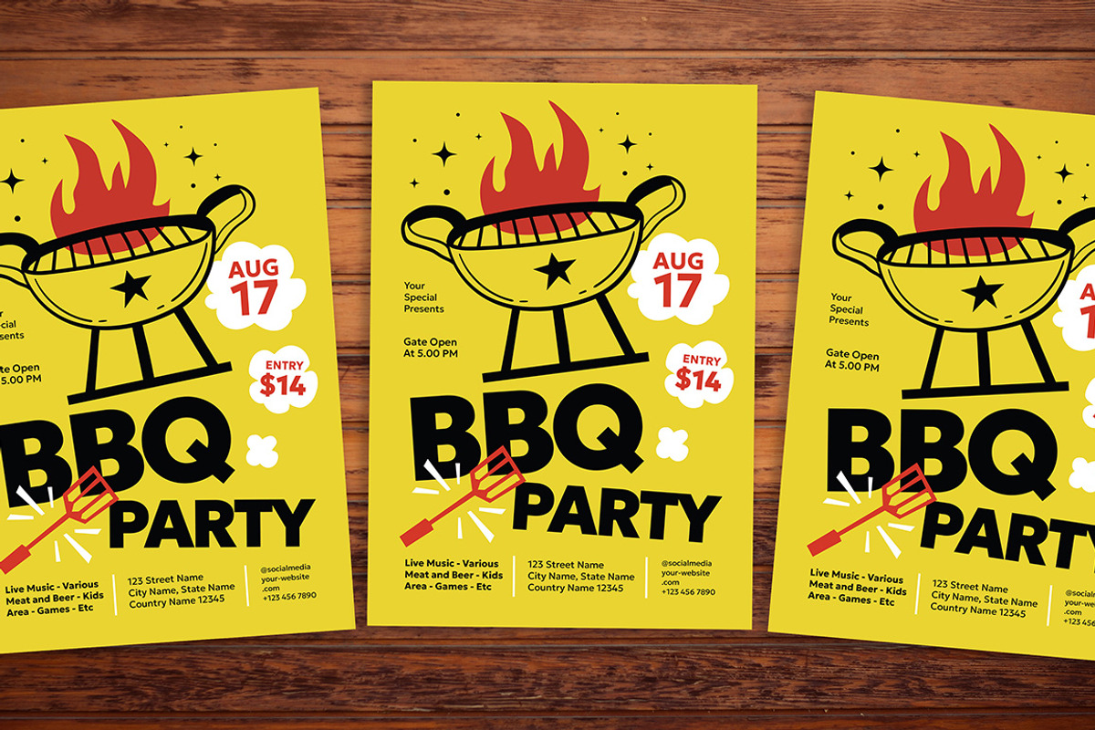 Barbeque Party Flyer, a Flyer Template by Gumico Studio. (Photo 1 of 3)