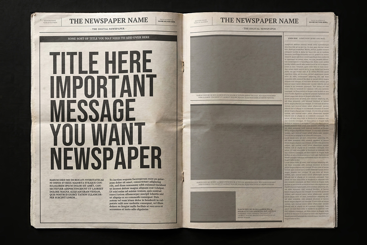 Newspaper Mockups Editable Content, a Books & Magazine Mockup by Luuqas Design (Photo 2 of 4)