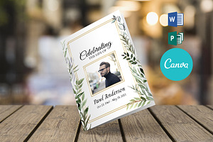 Greenery Funeral Program Template