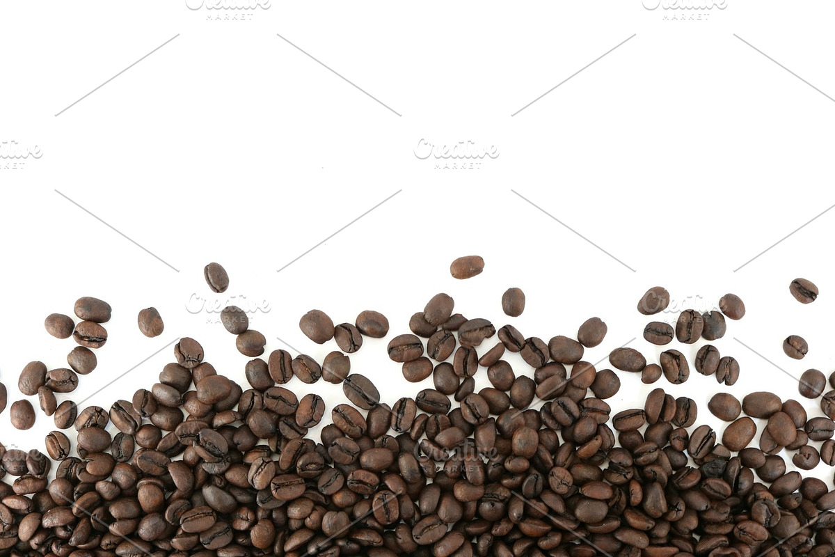 Coffee beans on white background containing coffee, beans, and background, a Food & Drink Photo by The Free Creatives (Photo 2 of 2)