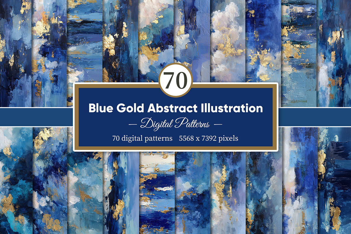 Blue Gold Abstract Illustration, a Decorative Illustration by Housui Patterns (Photo 1 of 12)