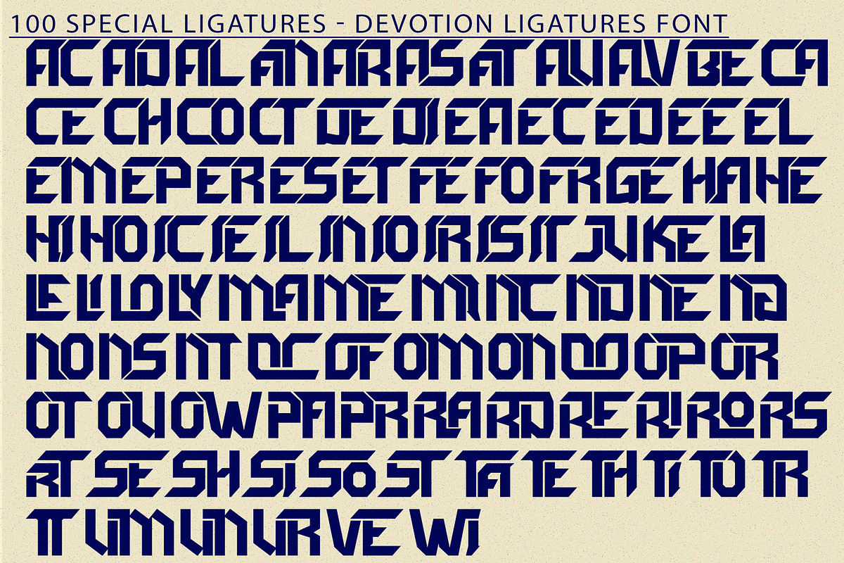 Devotion Ligatures - Futuristic Font, a Sans Serif Font by 177Studio (Photo 8 of 8)