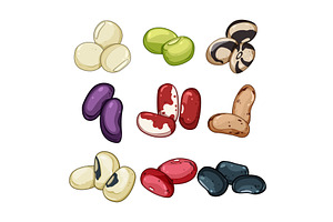 Various beans collection showing, a Food Illustration by pikepicture