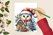 Christmas Barn Owl  PNG, an Illustration by Designking (Thumbnail 2 of 4)