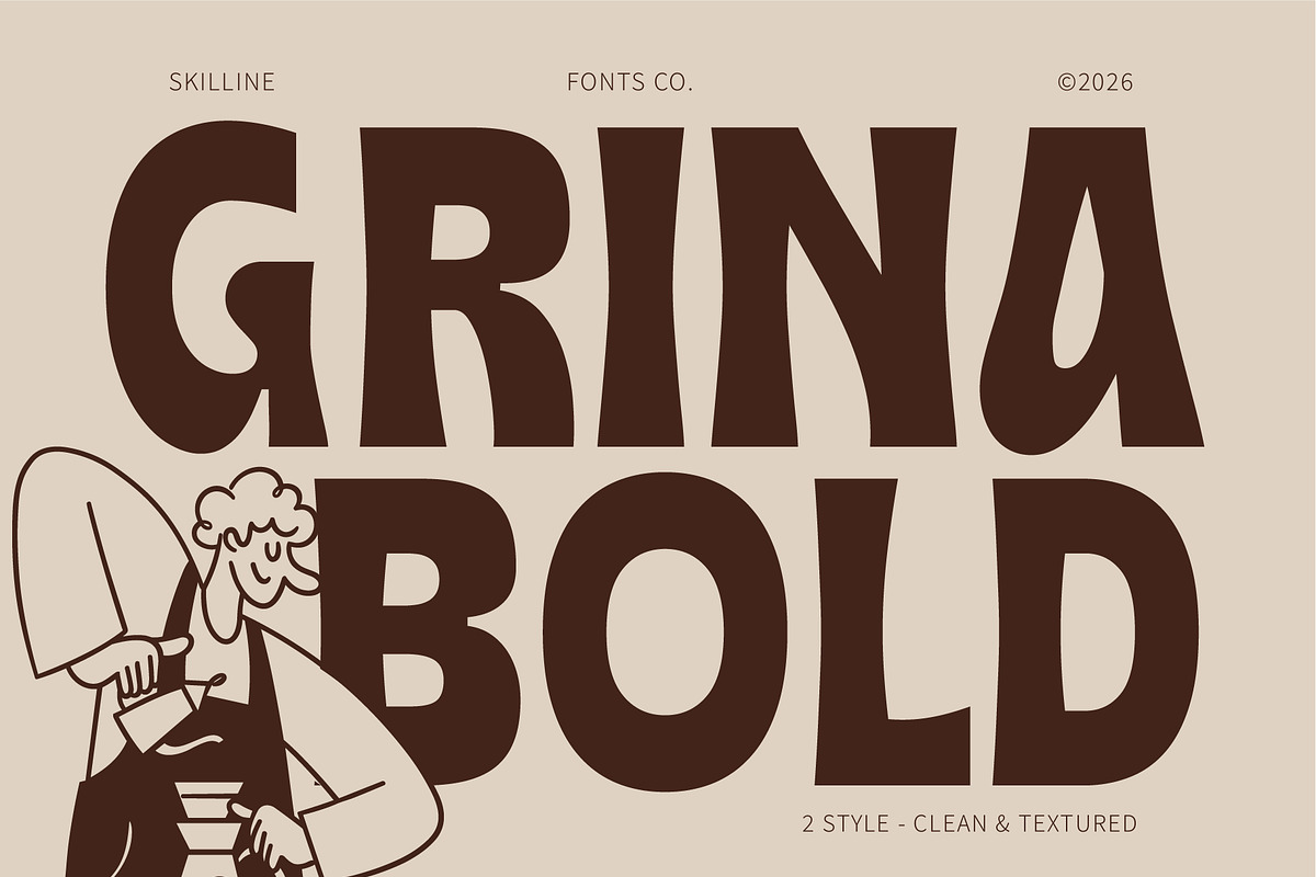 SFC Grina - Chunky Display Font, a Sans Serif Font by Skilline Supply Co. (Photo 1 of 8)