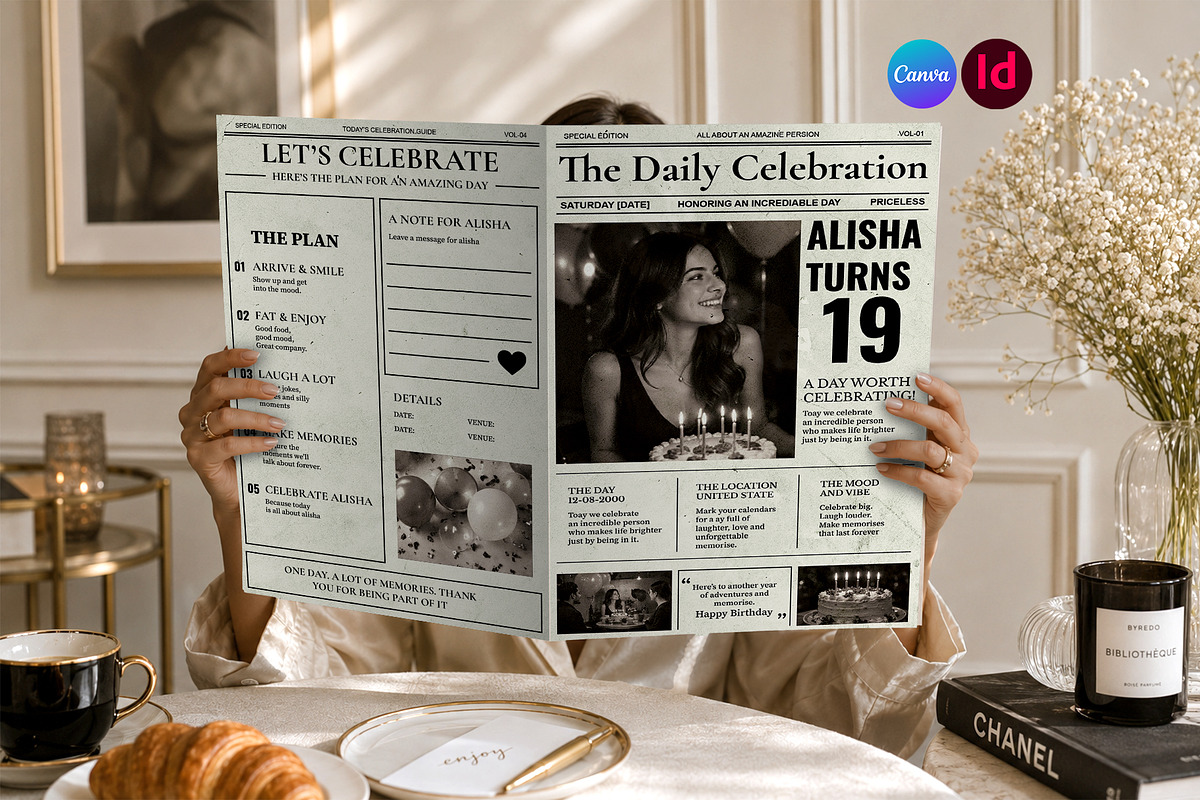 Birthday Newspaper Print Template, a Magazine Template by Shajib Shikder (Photo 1 of 10)