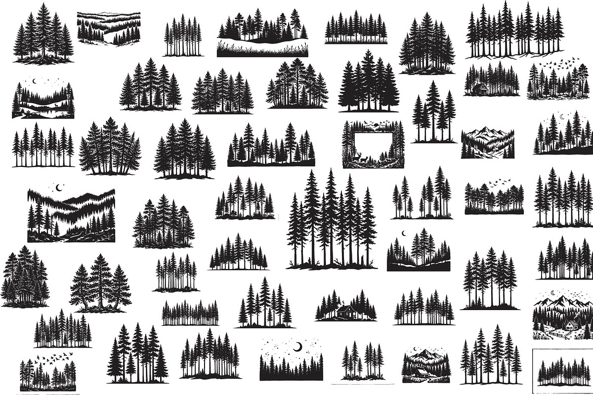 Majestic Pine Trees SVG, a Finance Illustration by Amazin_art (Photo 1 of 34)