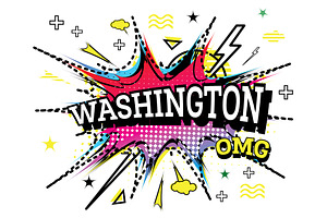 Washington Comic Text In Pop Art