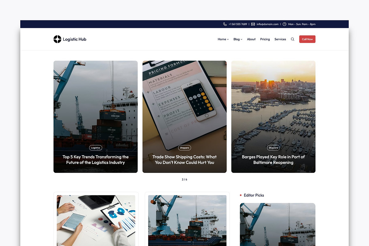 Logistic Hub - Logistics Theme, a WordPress Template by DesignOrbital (Photo 2 of 2)