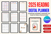 2025 Digital Reading Planner Canva, a Stationery Template by Designmela01 (Thumbnail 1 of 8)