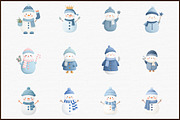 Christmas Winter Blue Snowman Clipar, an Illustration by Sublimation Artist (Thumbnail 3 of 6)
