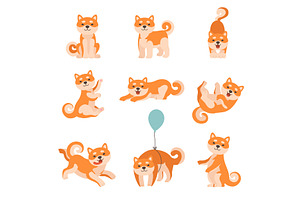 Shiba Inu Dogs Performing Everyday, an Animal Illustration by TopVectors