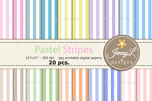 Pastel Stripes Digital Papers