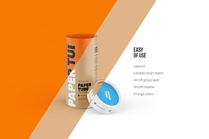 Opened Paper Tube Mockup 103x240mm