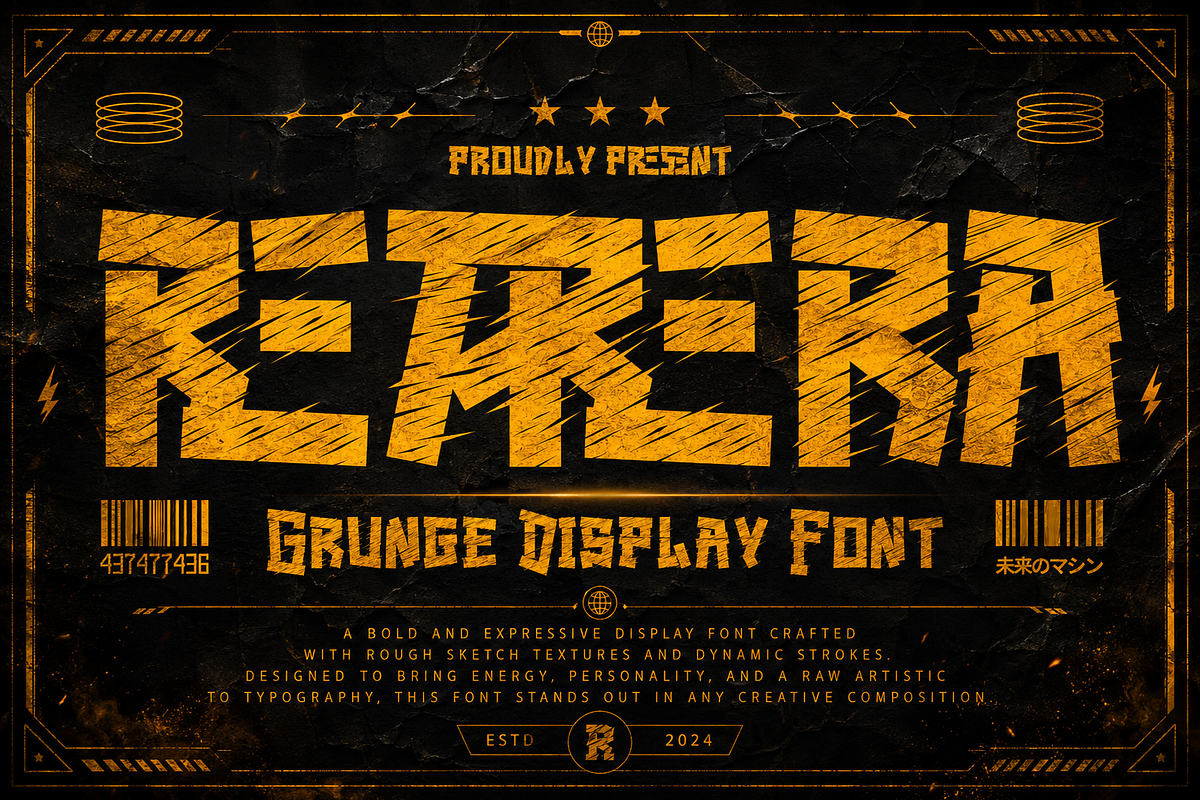 Retrera - Grunge Display Font, a Handwritten Font by Letterara (Photo 1 of 14)